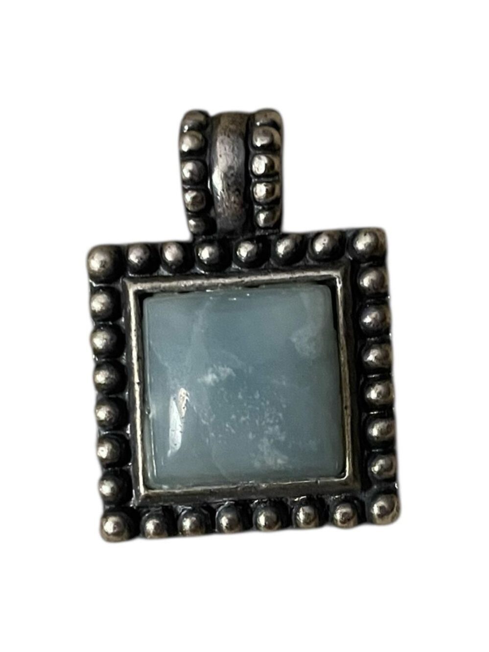 Silver Pendant with Blue Moon Stone Vintage Square